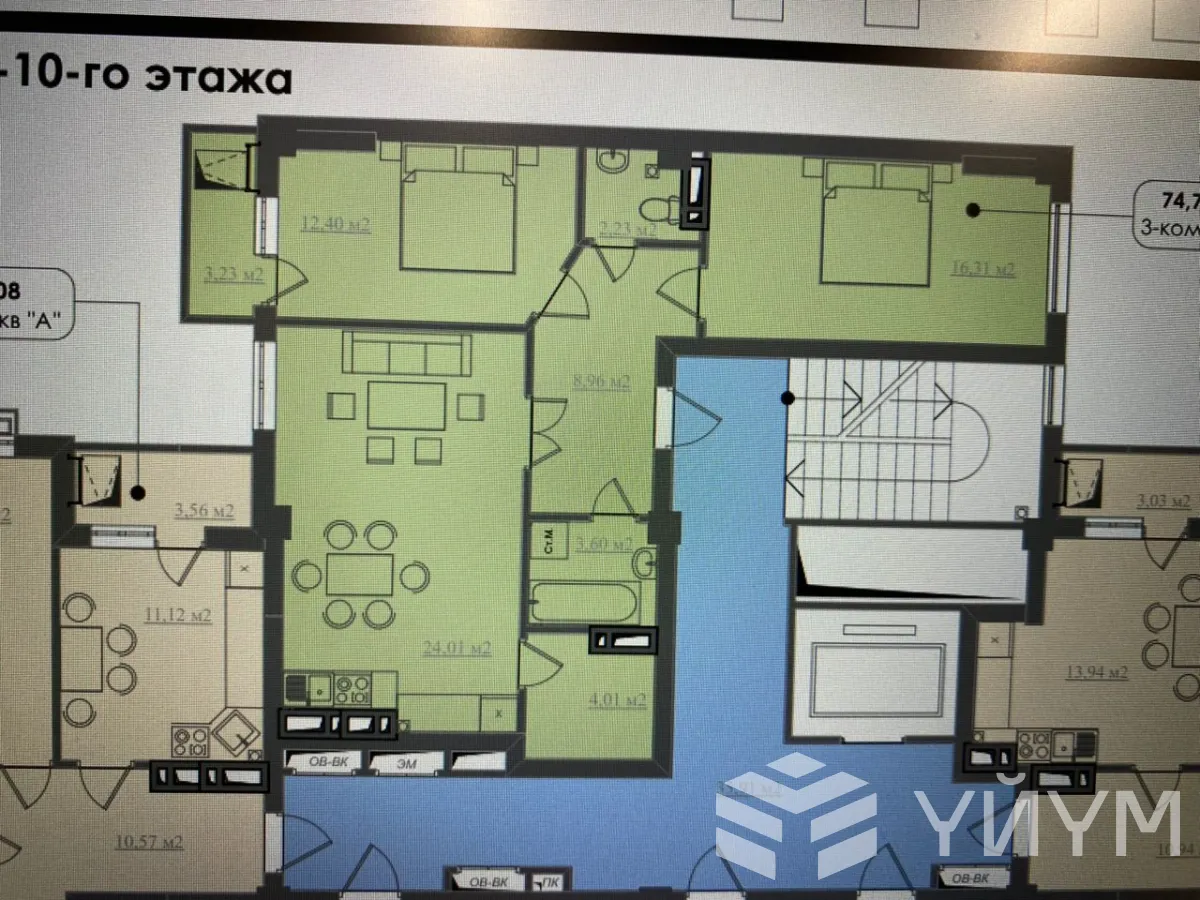 3-к. квартира, 75 м² — фото 3
