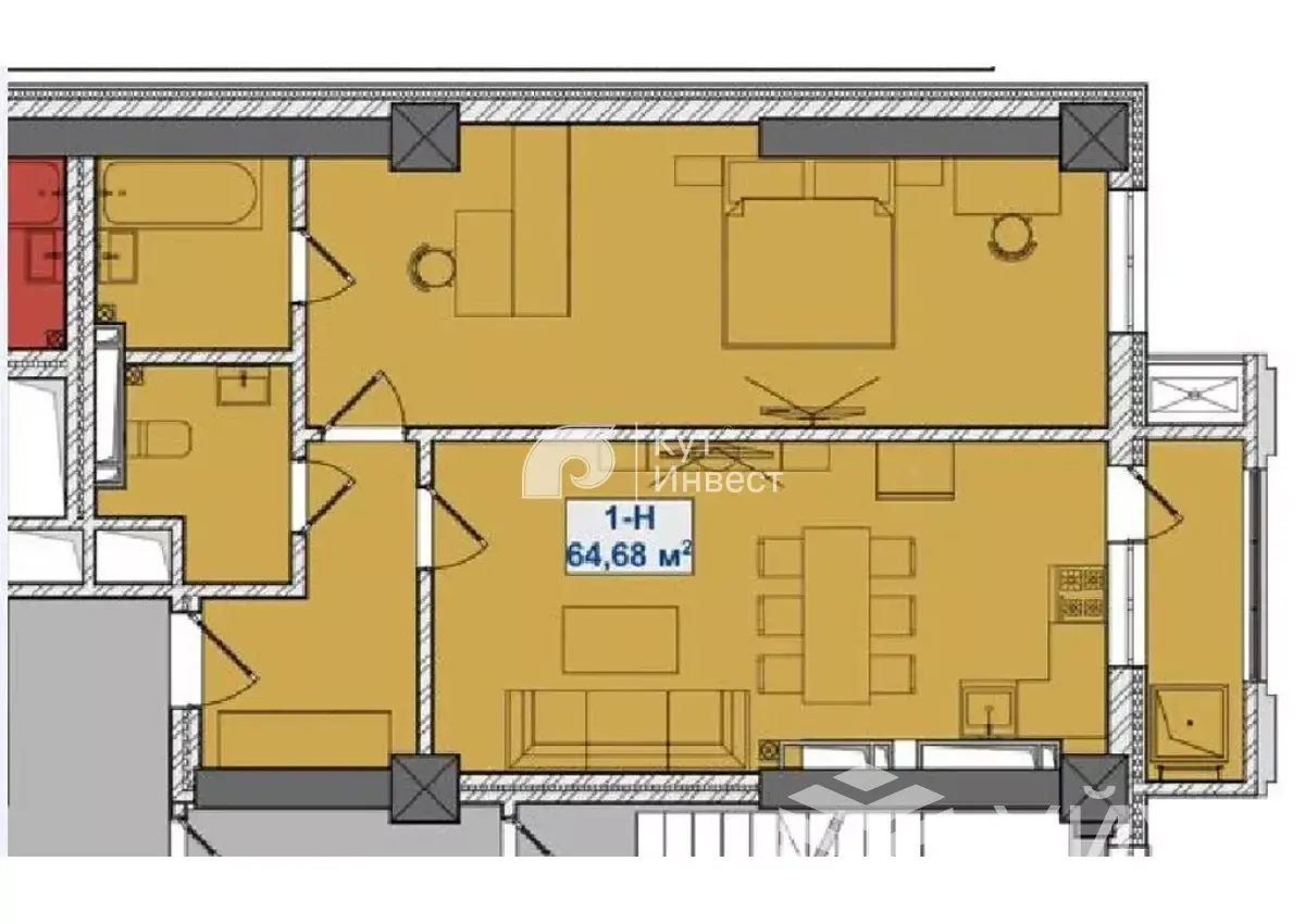 2-к. квартира, 64 м² — фото 4