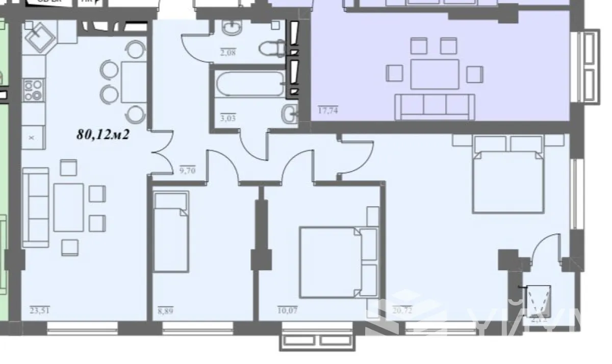 3-к. квартира, 13 м² — фото 1