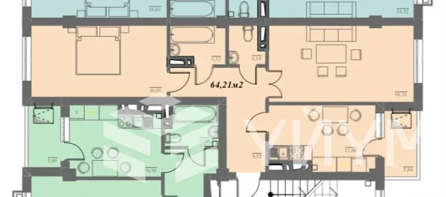 2-к. квартира, 64 м² — фото 1