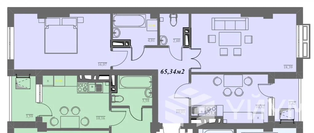 2-к. квартира, 65 м² — фото 3