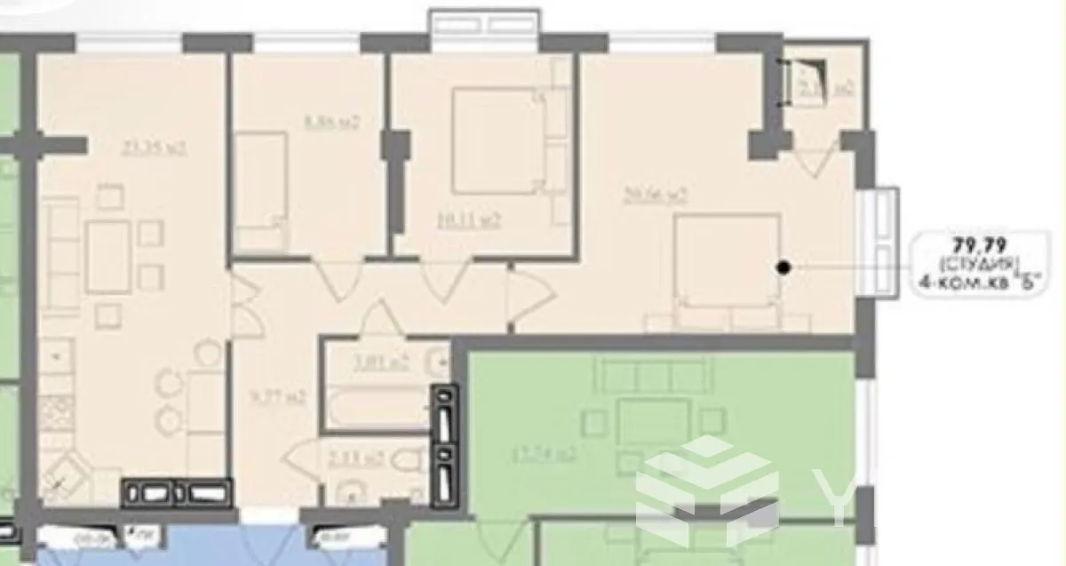 3-к. квартира, 80 м² — фото 1