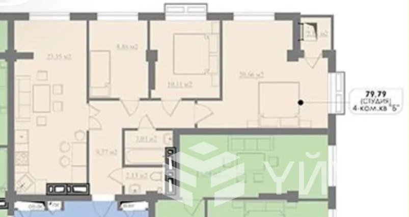 3-к. квартира, 9 м²