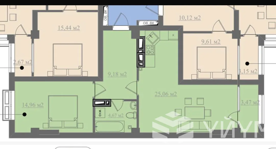 2-к. квартира, 58 м² — фото 1