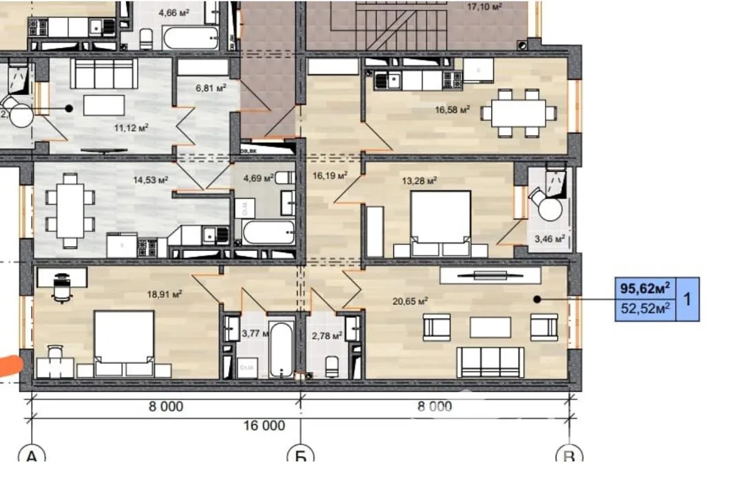 3-к. квартира, 96 м² — фото 1