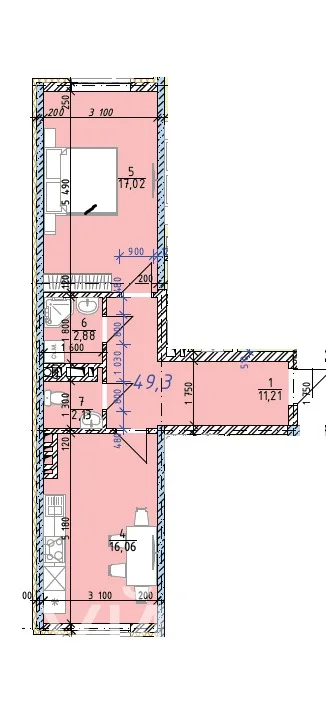 1-к. квартира, 49 м² — фото 1