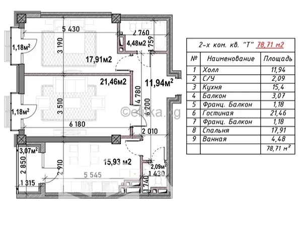 2-к. квартира, 78 м² — фото 1