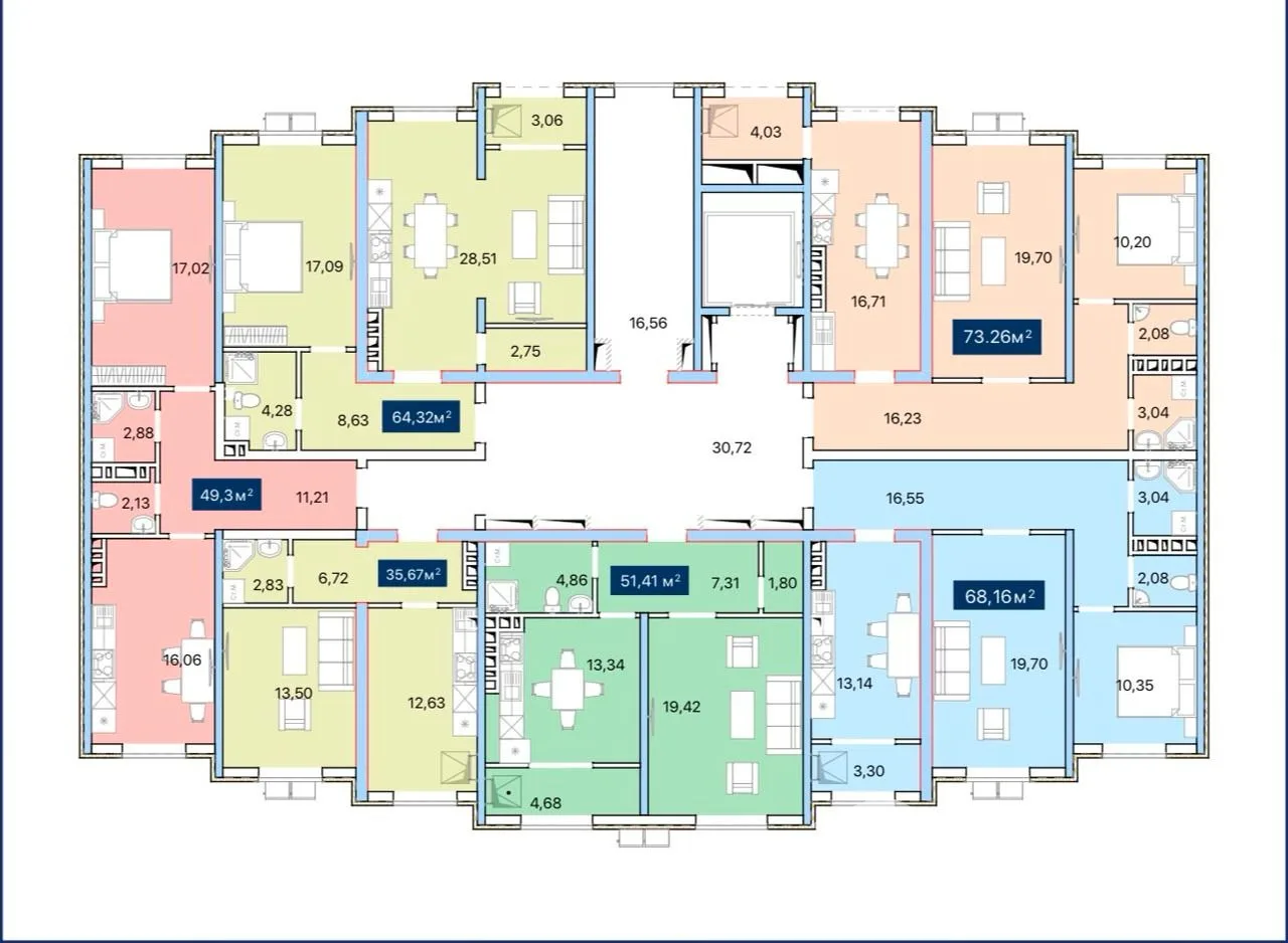 2-к. квартира, 64 м² — фото 1