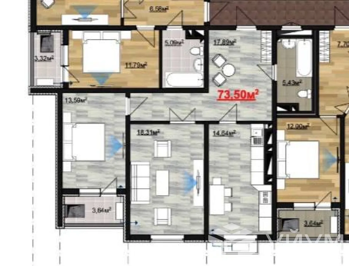 2-к. квартира, 73 м² — фото 1