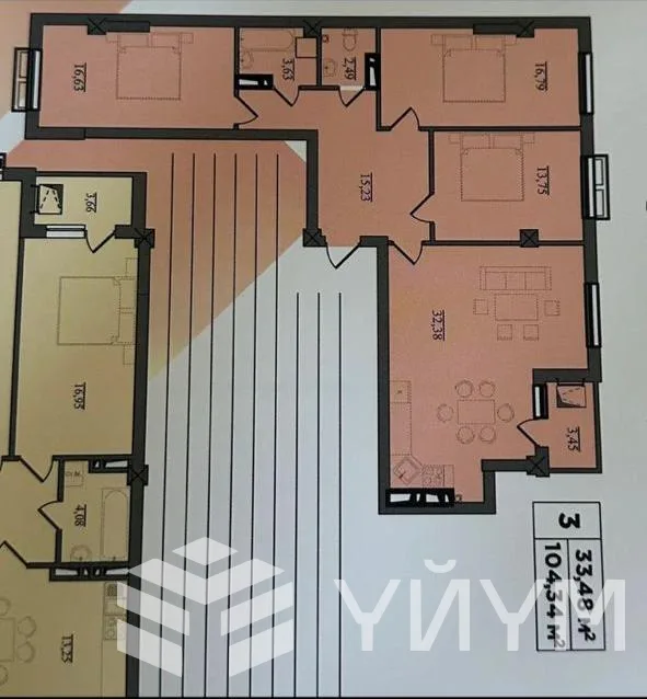 3-к. квартира, 104 м² — фото 4